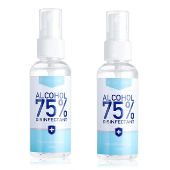 

2PCS 60Ml Disposable Hand Cleaner Spray 75% Gel Alcohol Spray Disinfectant Liquid Hand Cleaner Portable for Home