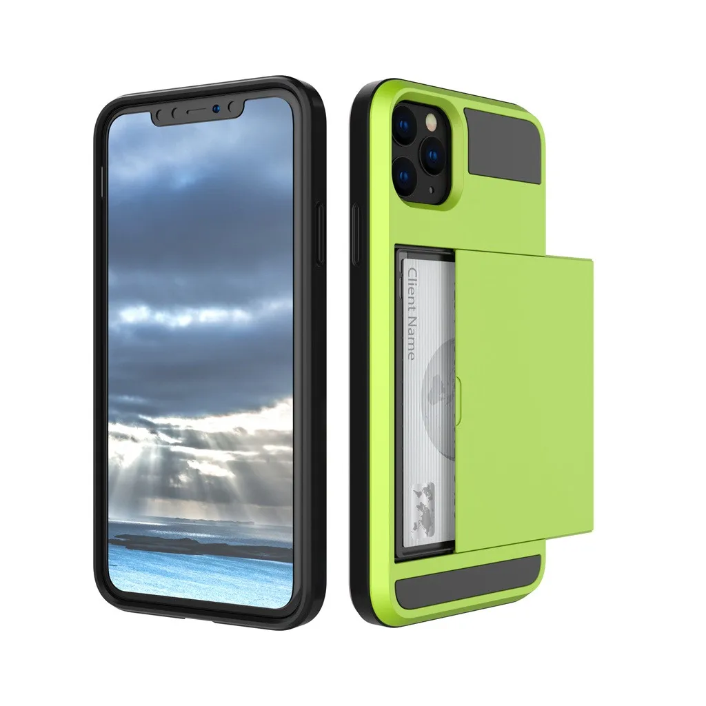 Green Слот для карт чехол для iPhone 11 чехол для iPhone 11 Pro 11 Pro Max кошелек ТПУ жесткий защитный чехол для телефона Защита кожи Покрытие оболочки 19Sep - Цвет: Green