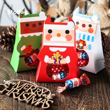 

StoBag 20pcs Merry Christmas Santa Claus DIY Handmade Gift Cake Candy Decoration Snack Chocolate Holders Packing Party Favor