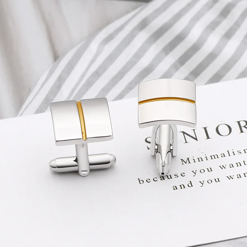 

Hot Sales-Men Shirt Formal Dress Cufflinks Simple Geometry Square Decoration Accessories