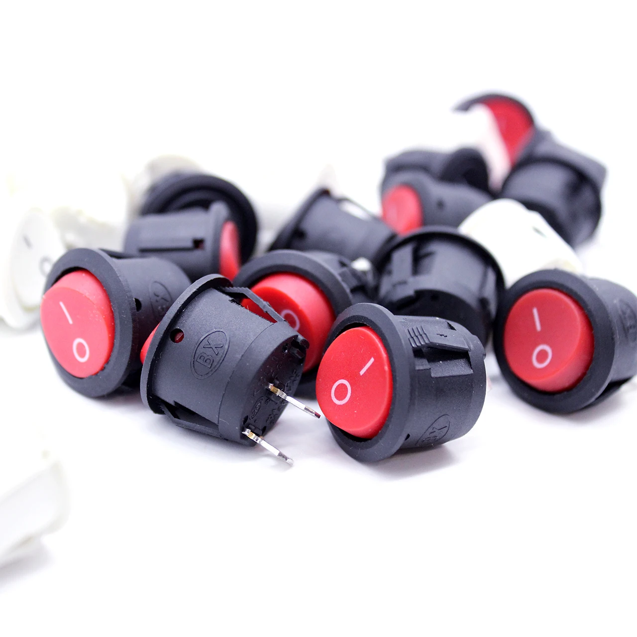 

Brand new red white black round rocker on / off boat switch 125v / 10a 10pcs / lot Winter sale