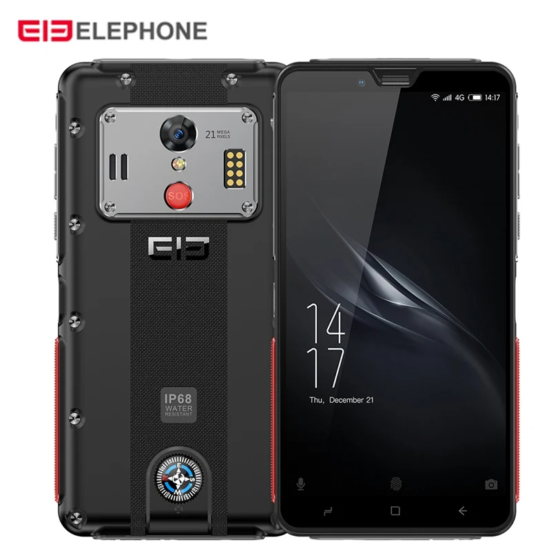 Elephone Soldier 4G смартфон 5,5 ''Android 8,0 MTK X25 4 Гб ОЗУ 128 Гб ПЗУ 5000 Мп задняя камера IP68 мАч мобильный телефон