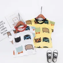 Футболка с короткими рукавами из чистого хлопка с рисунком для мальчиков; сезон лето; стиль