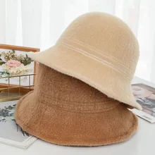 Осень/Зима Новая однотонная простая Имитация норковая бархатная маленькая раковина художественная модная Панамка Женская плоская карниз