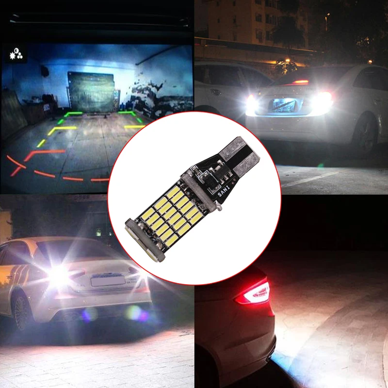 VODOOL T15 W16W Автомобильный светодиодный светильник лампочки Canbus Error Free 12V 4014 45SMD автомобиля стояночный тормоз чтя сигнальные лампы Хвост светильник
