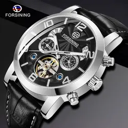 Forsining 5 Hands Tourbillion модный волнистый циферблат дизайн многофункциональный дисплей мужские часы лучший бренд класса люкс автоматические часы