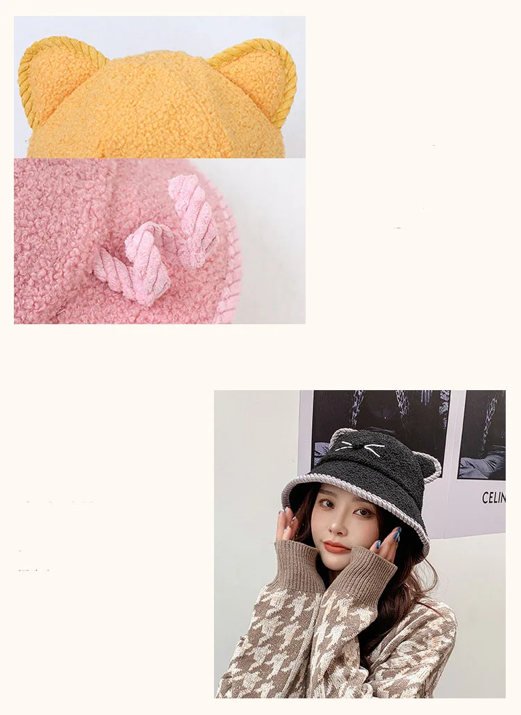 New Autumn And Winter Middle-Aged And Elderly Women's Warm Hat Ear Protection Pure Color Fisherman Hat Knitted Woolen Hat bucket hat with string