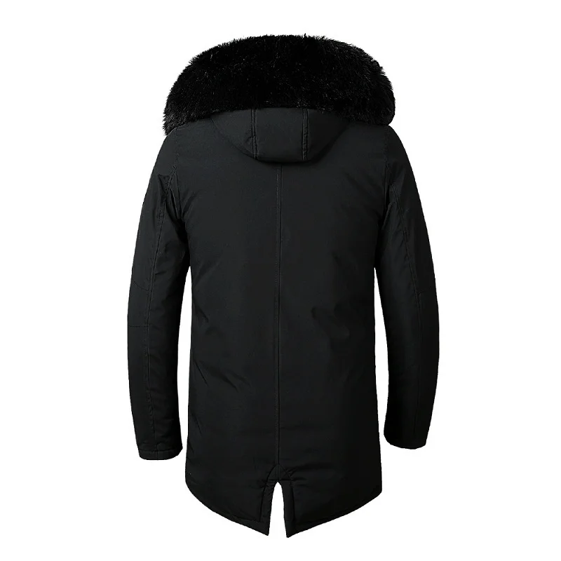 30* Мужская зимняя теплая куртка с меховым воротником, длинная толстая хлопковая Повседневная парка, Мужская Брендовая верхняя одежда с карманами, водонепроницаемая куртка-парка