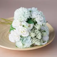 1 букет из вискозы розы цветочное свадебное украшение новобрачная, букет семейный сад вечерние Цветочные поддельные цветы diy украшения