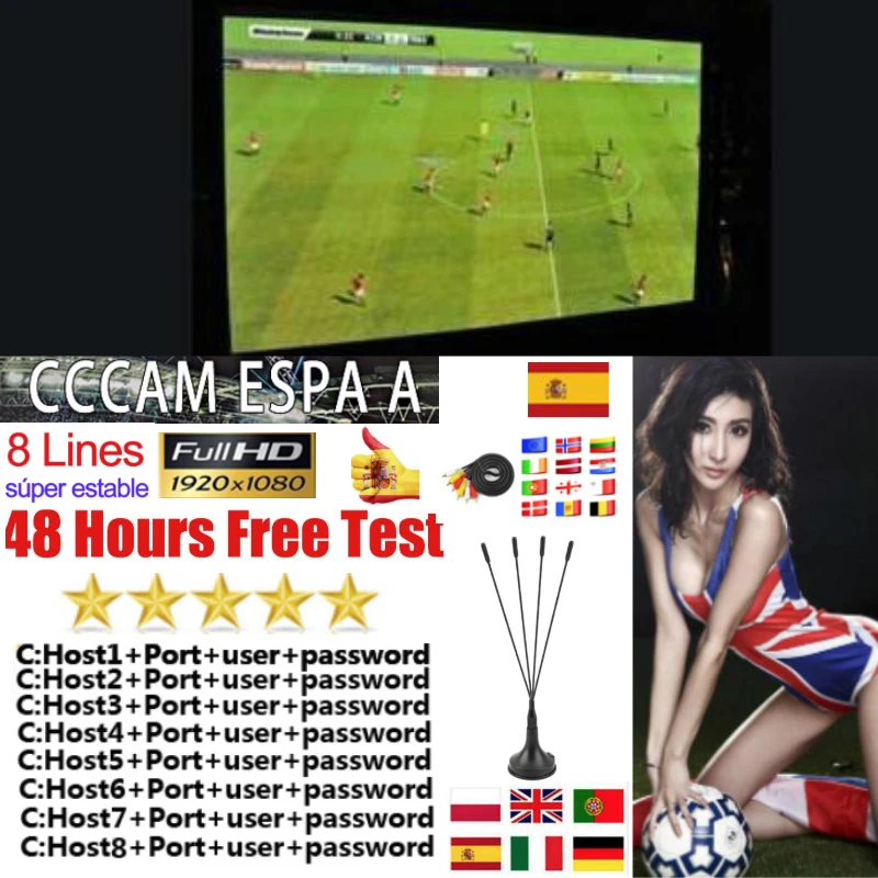 

2020 Spain Cccam espa a server hd stable Europe 8 lines Portugal/Poland/Italia 1 year 2 year tv cinebox satellite receptor