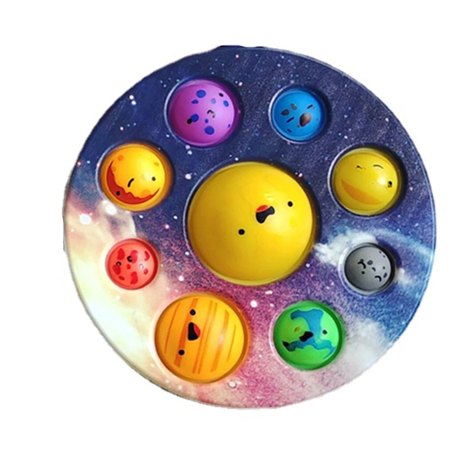 Eight Planets Simple Dimple Pop Fidget Sensory Toy keychain Stress Relief Antistress Board Autism Anxiety Fidget Toy For Kids nedo stress ball Squeeze Toys