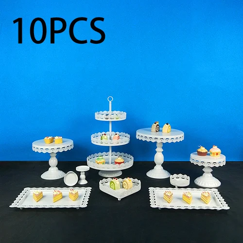 10PCS Tobs Cupcake Stand белый душевный торт стенд набор с кружевным краем для свадьбы, дня рождения, дня рождения, чая Инструменты для выпечки - Цвет: 10PCS