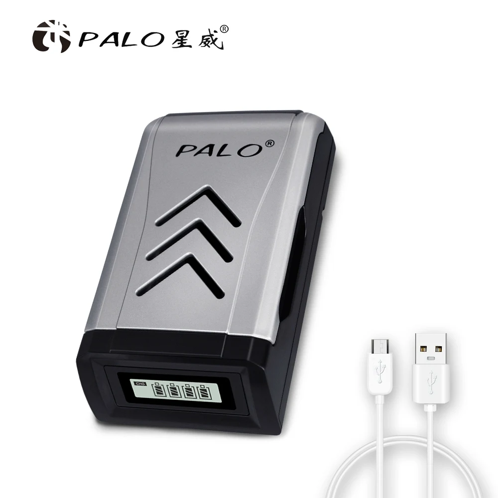 Palo Универсальный C905W 4 слота ЖК-дисплей Умный интеллектуальный аккумулятор зарядное устройство для AA/AAA NiCD NiMH аккумуляторные батареи - Цвет: USB Charger Silver