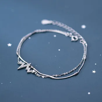 

1PC Authentic REAL. 925 Sterling Silver White/Gold Heart Pulse Heartbeat chain Bracelet electrocardiogram Charms GTLS957