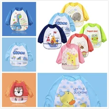 Милые детские нагрудники с героями мультфильмов, детские непромокаемые нагрудники для детей, едят, рисование, передник с длинными рукавами детский, обеденный, одежда, аксессуары