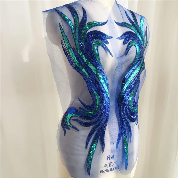 Sapphire Blue Two-tone Sequin Flower Evening Dress Decoration Ultra-long Flowers | Дом и сад