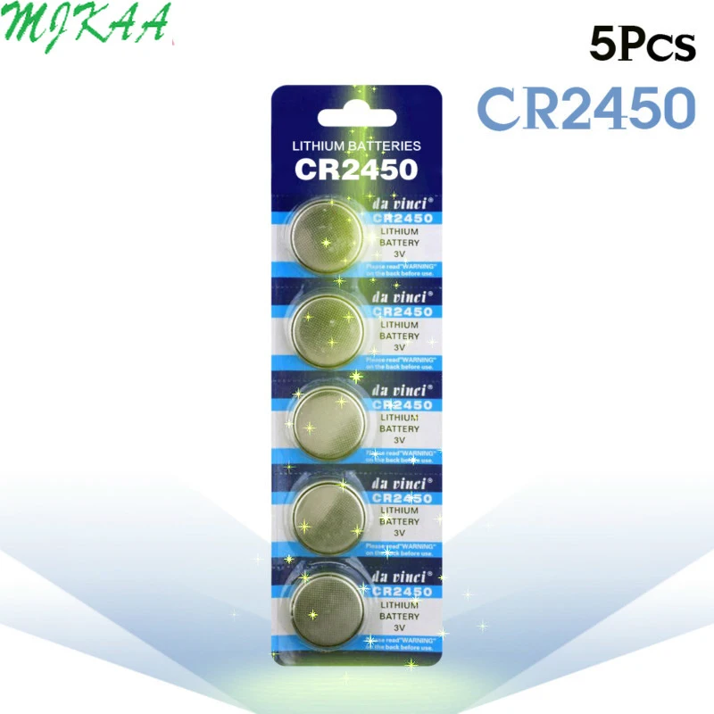 5 шт./упак. CR2450 аккумулятора кнопочного типа KCR2450 5029LC LM2450 ячейки литий Батарея 3V CR