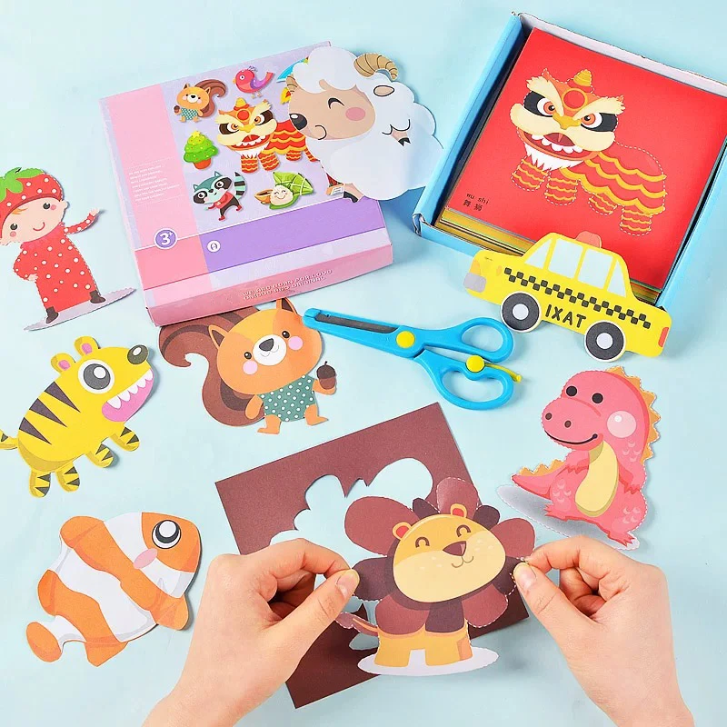 100pcs Diy Cartoon Animal Kids Paper Cut Toy Funny Kindergarten Handmade Materials Kits For Children 3 6 Years Old Craft Toys Aliexpress