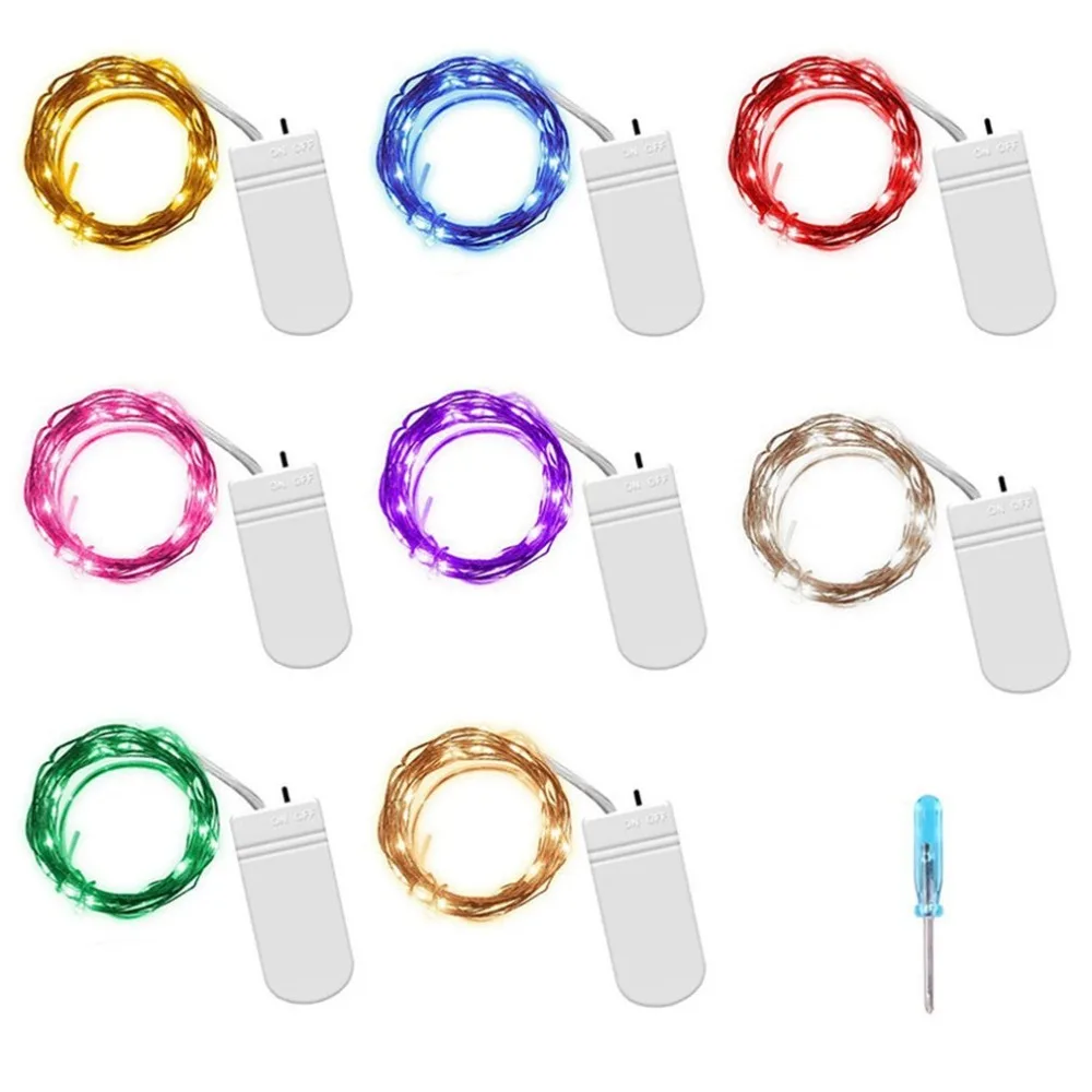 

2M Copper Wire String 2032 Battery Box Flower Cake Decoration Modeling Lamp Button Battery Box Copper Wire Led Light String
