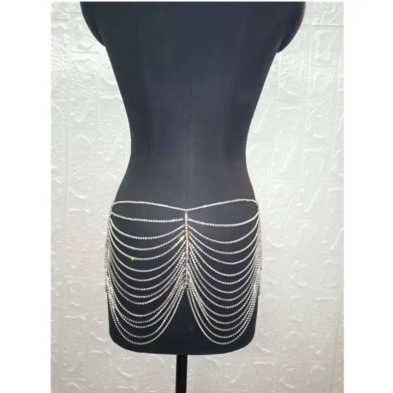 Модная мини-юбка ручной работы, блестящие стразы, сексуальная прозрачная юбка с цепочками, женские вечерние юбки для ночного клуба