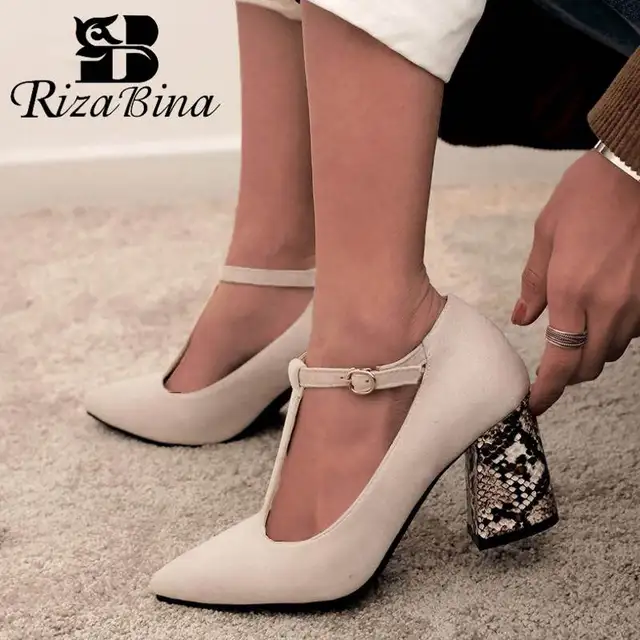 $US $24.38 RIZABINA Plus Size 32-46 Women Pumps T-Strap Fashion Snake Print High Heels Shoes Women Sexy Pointe
