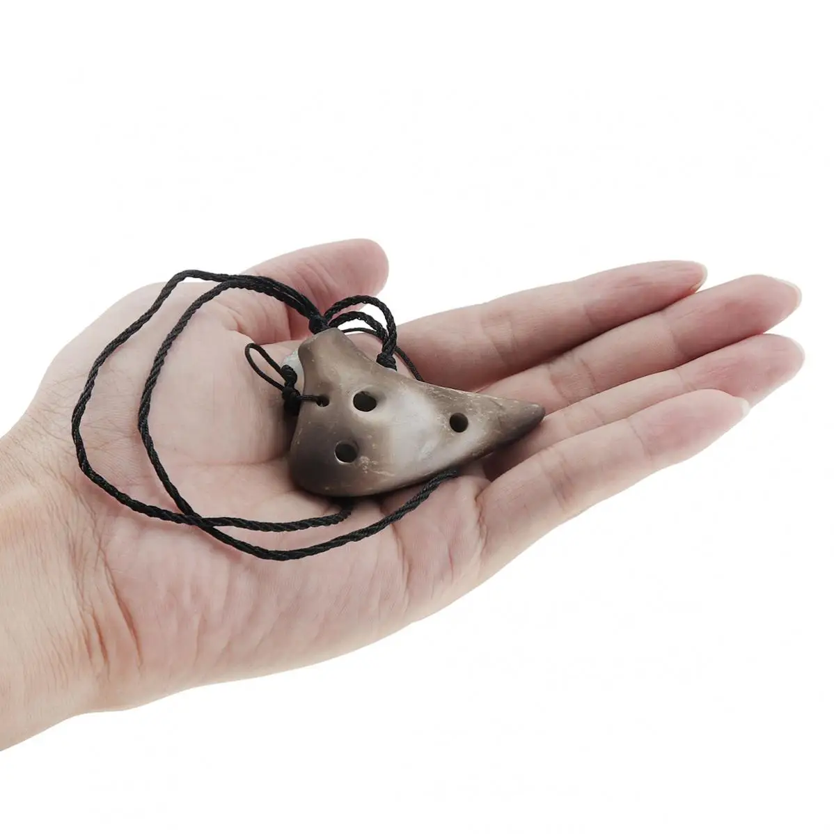 Mini 6 Holes ToneC Ocarina Soprano Necklace Clay Smoked Surface Flute Instrument with Hang Rope