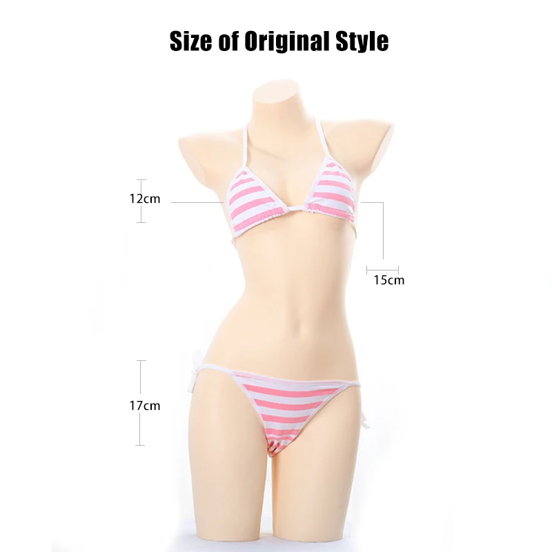 bra and knicker sets Japanese Sexy Lingerie Lolita Kawaii Blue Pink White Striped Mini Bikini Adult Cosplay Erotic Costumes Bra Women Underwear Set underwear set