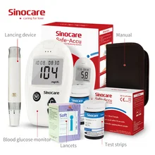 Sinocare Safe-Accu Blood Glucose Meter Glucometer and 25 seperate Test Strips Needles Sugar Monitor Diabetes Tester