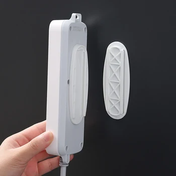 

1Pc Row Plug Retainer No Trace Free Punching Self-Adhesive Plug Strip Board Wall Patch Panel Wall Mount Cable Organizer Tools