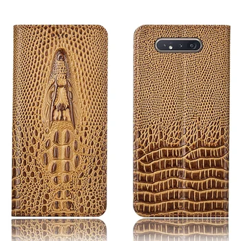 

Crocodile head pattern genuine leather case card slot holder for Samsung Galaxy A80/Samsung Galaxy A90 phone case funda coque