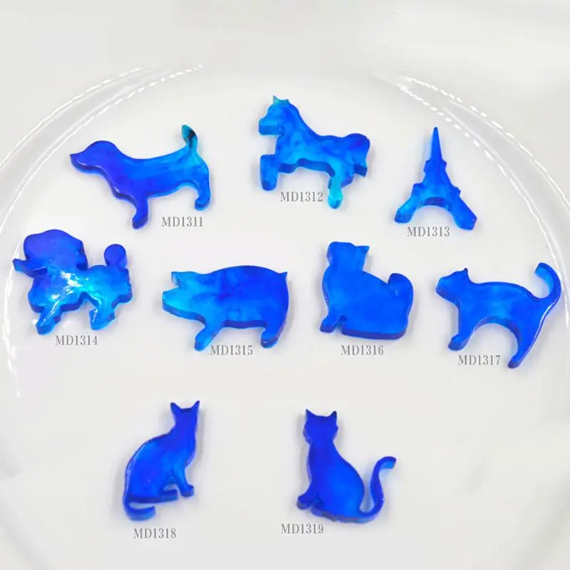 

9Pcs Animals Cat Dog Horse Pig Pendant Resin Silicone Molds Jewelry Making Tools