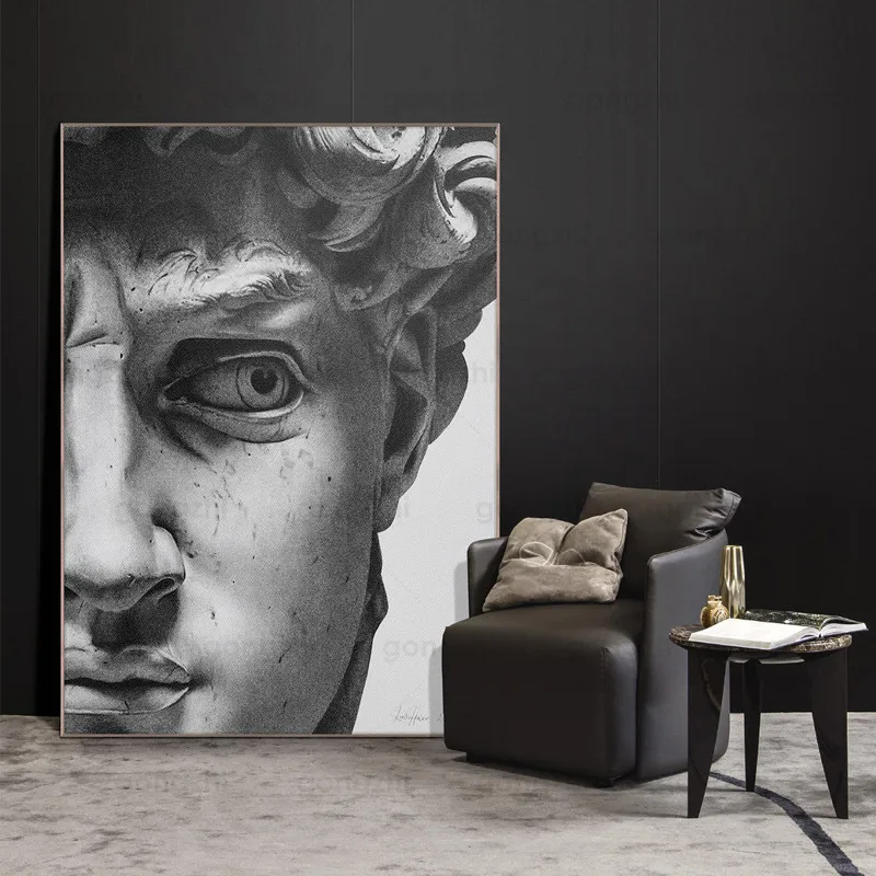 Nordic Творческий Скульптура портрет холст живопись Черный и белый Wall Art плакат