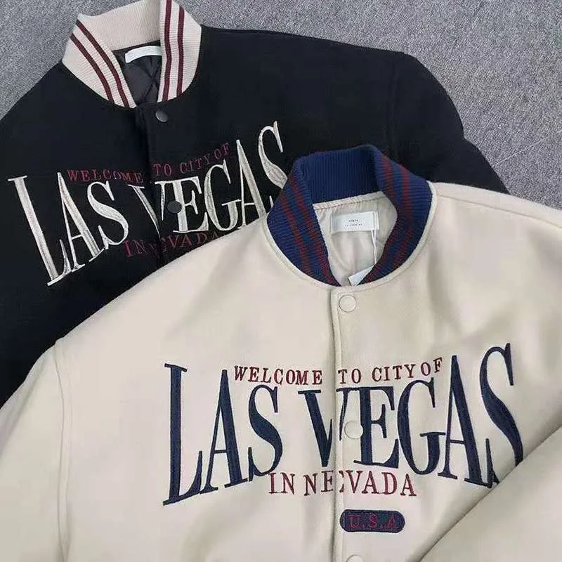 American Vintage Las Vegas Embroidery Loose Jacket Men Women Coat