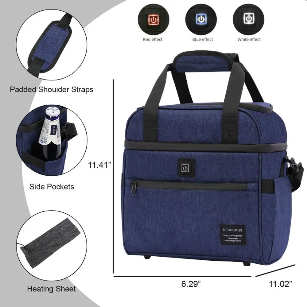 Cena DENUONISS izolowana torba kreatywna konstrukcja grzewcza USB płócienna torba obiadowa dla mężczyzn kobiet wodoodporna torba termiczna o dużej pojemności