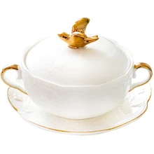 Птичья Хрустальная чаша керамическая покрытая тушеная трамелла миска для супа миска для десерта чаша Континентальный корт винтажная пномпеньская чаша с ручками