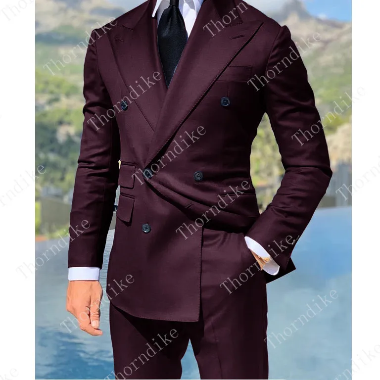 Thorndike, красный, двубортный костюм, модные мужские костюмы, высокое качество, Custome Homme Terno, приталенный, Masculino, красивый(пиджак+ штаны