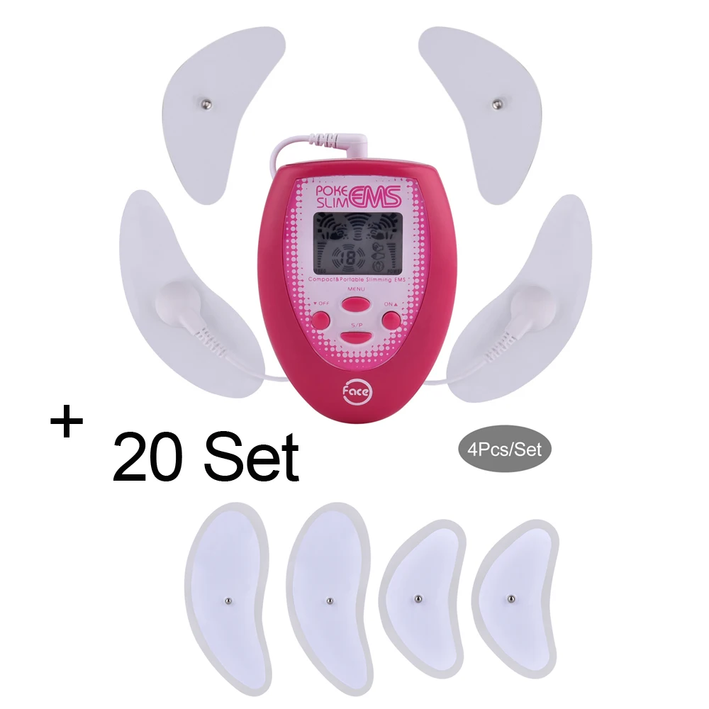 with 20 Set Gel Pad Микротоковая EMS, электрическая подтяжка лица для похудения, инструмент для массажа, антицеллюлитная машина, v-образная форма, для лица, тонкий пластырь - Цвет: with 20 Set Gel Pad