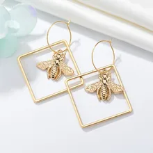 Горячая Распродажа, большие квадратные серьги ручной работы и насекомое, ювелирные изделия для женщин, трендовые индивидуальные серьги, высококачественные вечерние золотые серьги