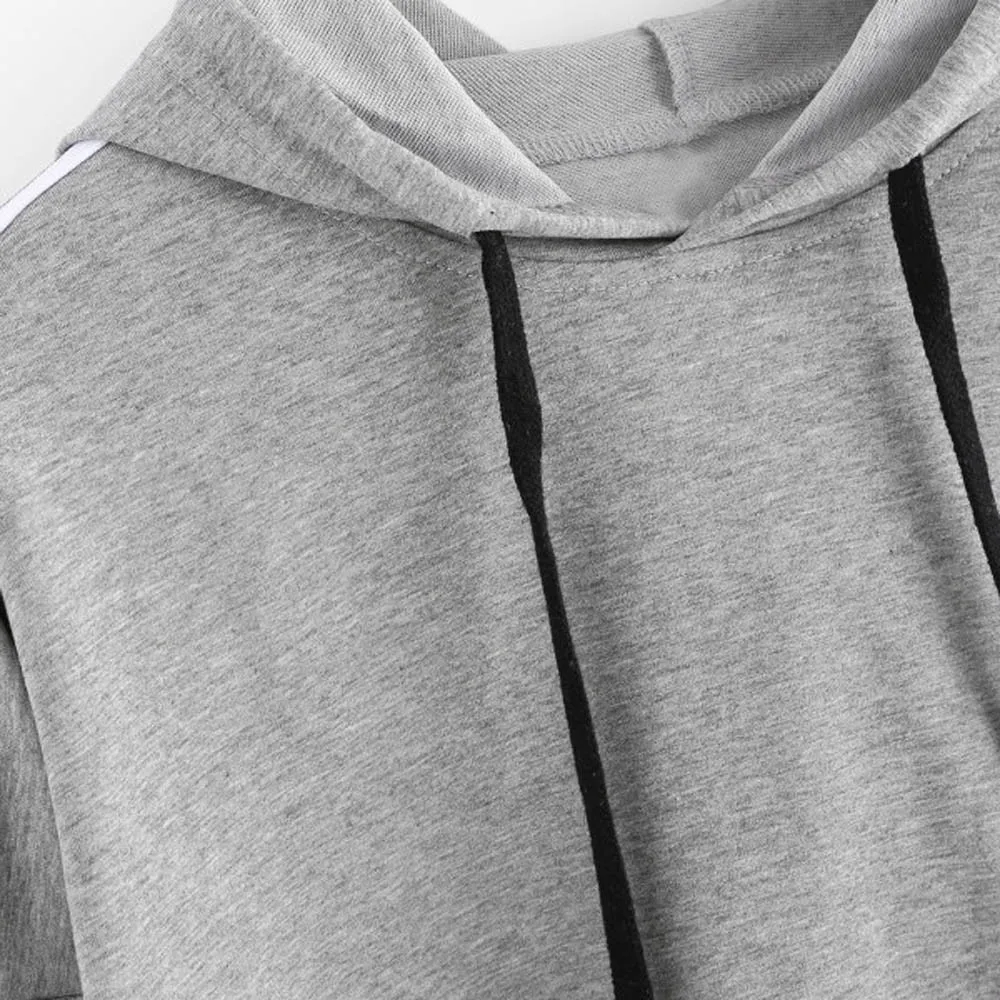 JAYCOSIN Fashion Women Striped Long Sleeve Loose Sweatshirt Casual Solid Simple Chic Solid Color Hooded Pullover Top 