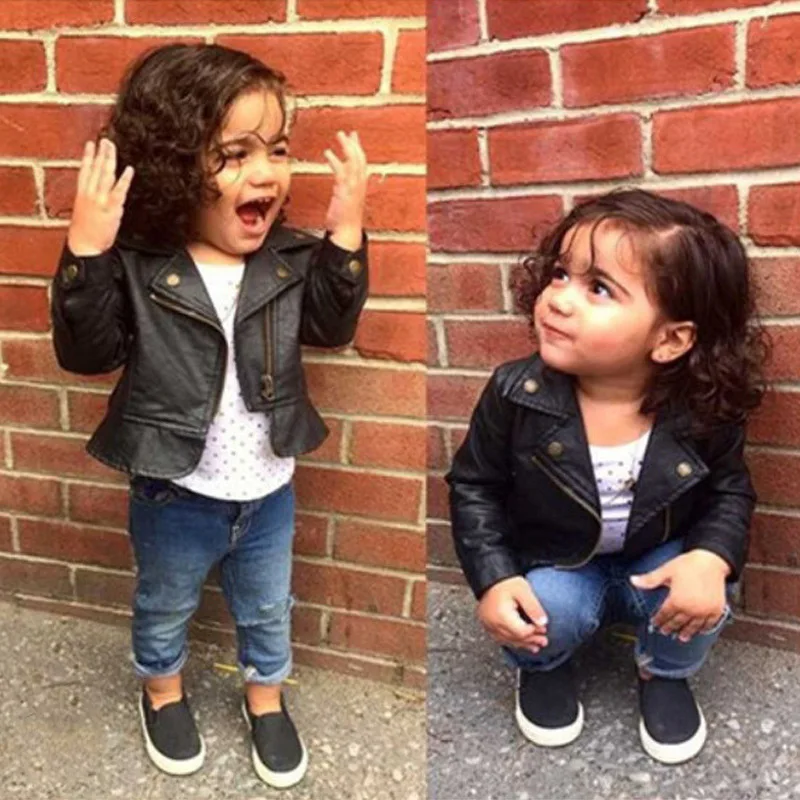 

Spring Autumn Baby PU Leather Jackets Baby Girls Boys Fashion Outerwear Infant High Quality Zipper Short Coat Clothing For 1-5Y