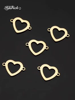 

Hfarich Cute Stainless Steel Heart Bracelet Charms for Jewelry Making DIY Minimalism Charms Necklace Earring Accessories