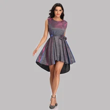 Вечернее платье с круглым вырезом без рукавов платье приталенное De Soiree с блестками элегантное короткое торжественное платье с круглым вырезом Вечерние платья для женщин LT013