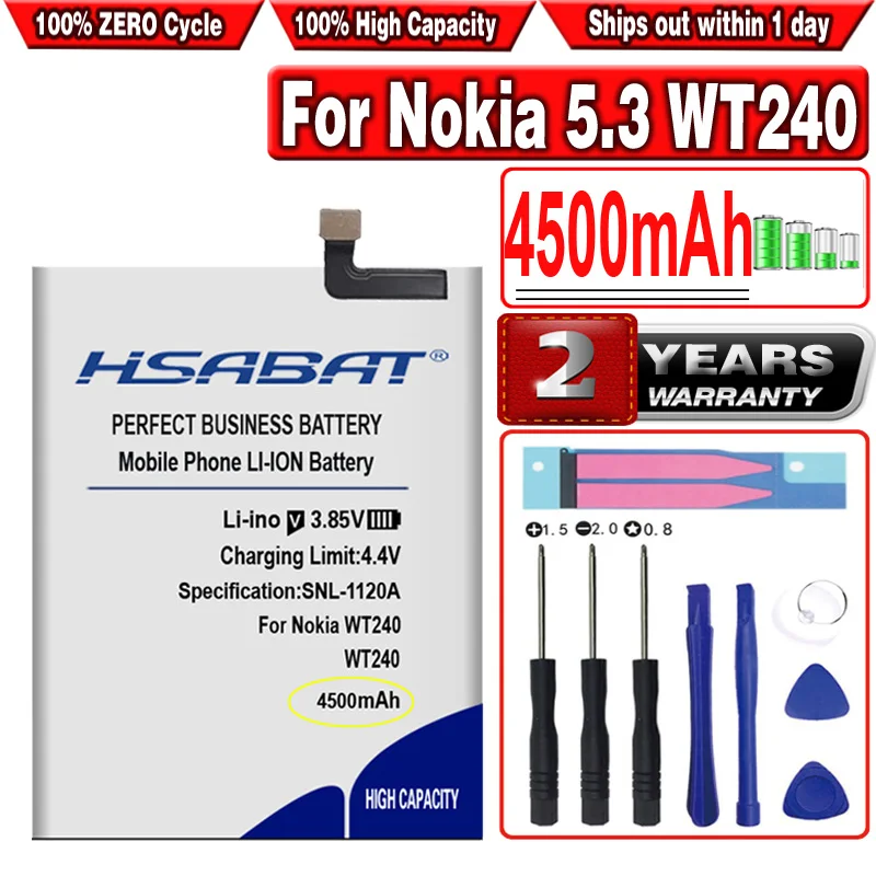 HSABAT 4500 мАч WT240 аккумулятор большой емкости для Nokia 5 3 смартфона|Аккумуляторы