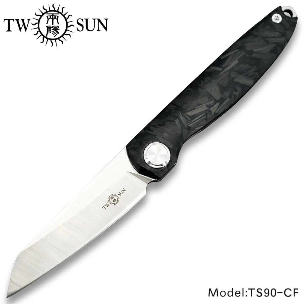 Twosun knives SLIP JOINT m390 folding Pocket Knife camping hunting knife outdoor camping survival tool EDC Carbon Fiber TS90-CF