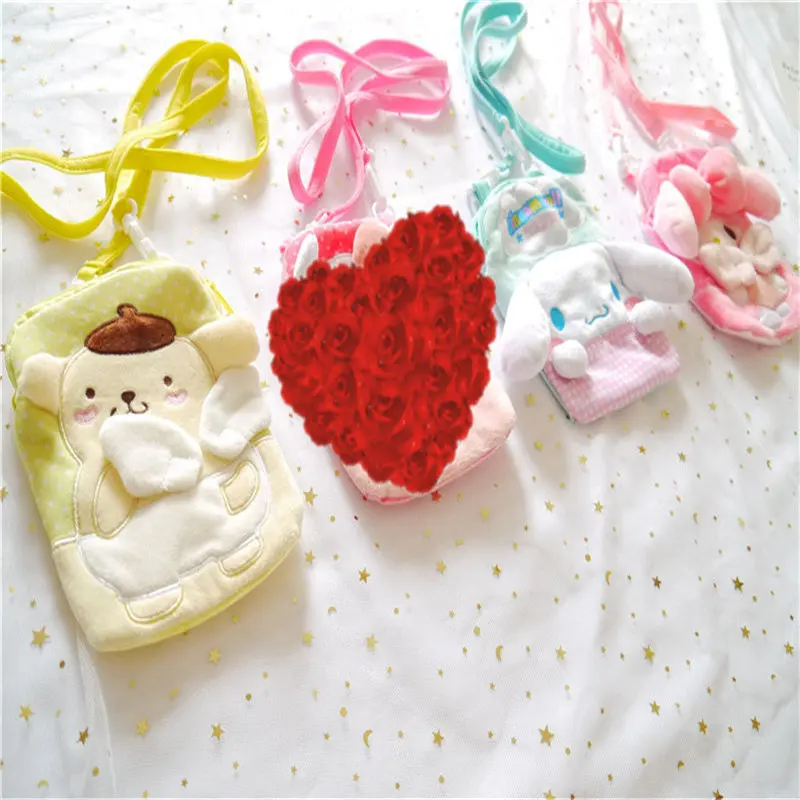 Mini Cartoon My Melody Soft Shoulder Plush Bags Street Phone Mini Purse Zipper Purses Handbags New Crossbody Bags