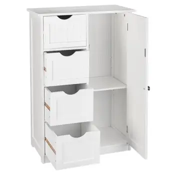 

Single Door Bathroom Storage Cabinet with 4 Drawers White Made of high quality material, smooth , durable , bedroom furniture
