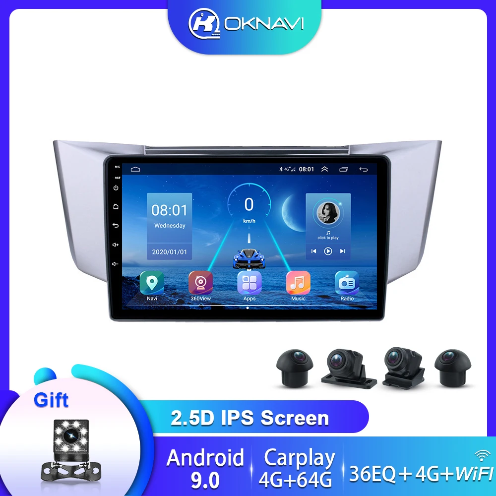 

For Lexus RX300 RX330 RX400H Car Radio for Toyota Harrier 2003-2009 Navigation GPS Android 9.0 Multimedia Video DVD Player 2 Din