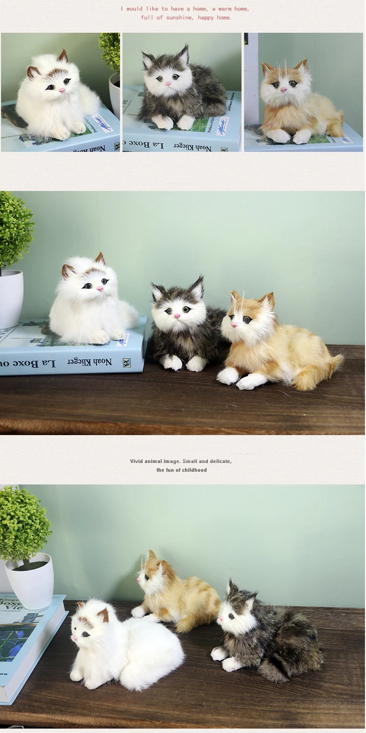 Замшевый мех Детские плюшевые игрушки из норки, спящие животные, реалистичные куклы для кошек, реалистичное моделирование, креативное украшение для дома, Детские модели котят