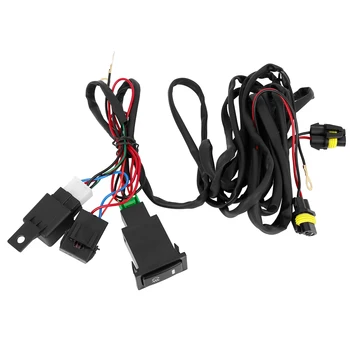 

X Autohaux H1 H3 H8 H1 Fog Light Wiring Relay Harness Switch Press Button Switches DC 12V Fog Light Wiring Switch Kits for Car