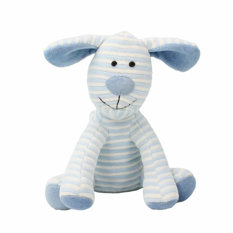New 25cm Cute Blue Striped Puppy Dog Plush Toys Cartoon Animals Pets Dog Soft Baby Kids Sleeping Comfort Dolls Princess Girls Gift  (2)